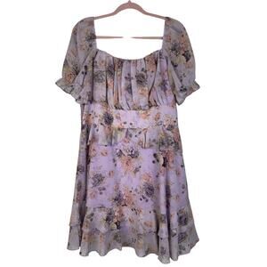 Exlura Dress SZ XXL Babydoll Floral Spring Summer Flowy‎ Stretchy Flare Layers